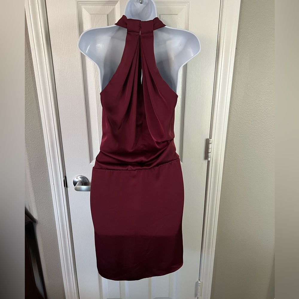 Ramy Brook Burgundy Backless Knot-Front Halter Dress - Picture 6 of 11